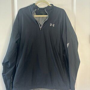 Under Armour Black & Gray Golf Quarter Zip Wind Shirt EUC Size XL